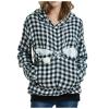 Pet Pouch Plaid Hoodie Women Long Sleeve Fleece Kitten Puppy Holder Carrier Sweatshirt Winter Fall Fashion Streetwear Black view 1