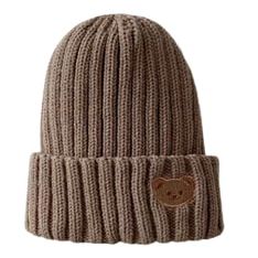 Cute Cartoon Bear Soft Warm Baby Beanies Knitted Hats for Toddler Children Bear Embroidery Kids Boys Girls Autumn Winter Caps (Cocoa)