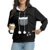 XUNRYAN Pet Pouch Hoodie Womens Long Sleeve Fleece Kitten Puppy Holder Carrier Sweatshirt Women Fashion Clothes Streetwear Black view 3
