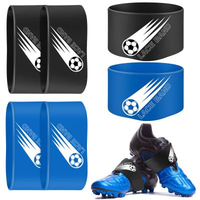 Patelai 4 Pcs Soccer Lace Band Cleat Cover Youth Adult, Kids, Blue, Black