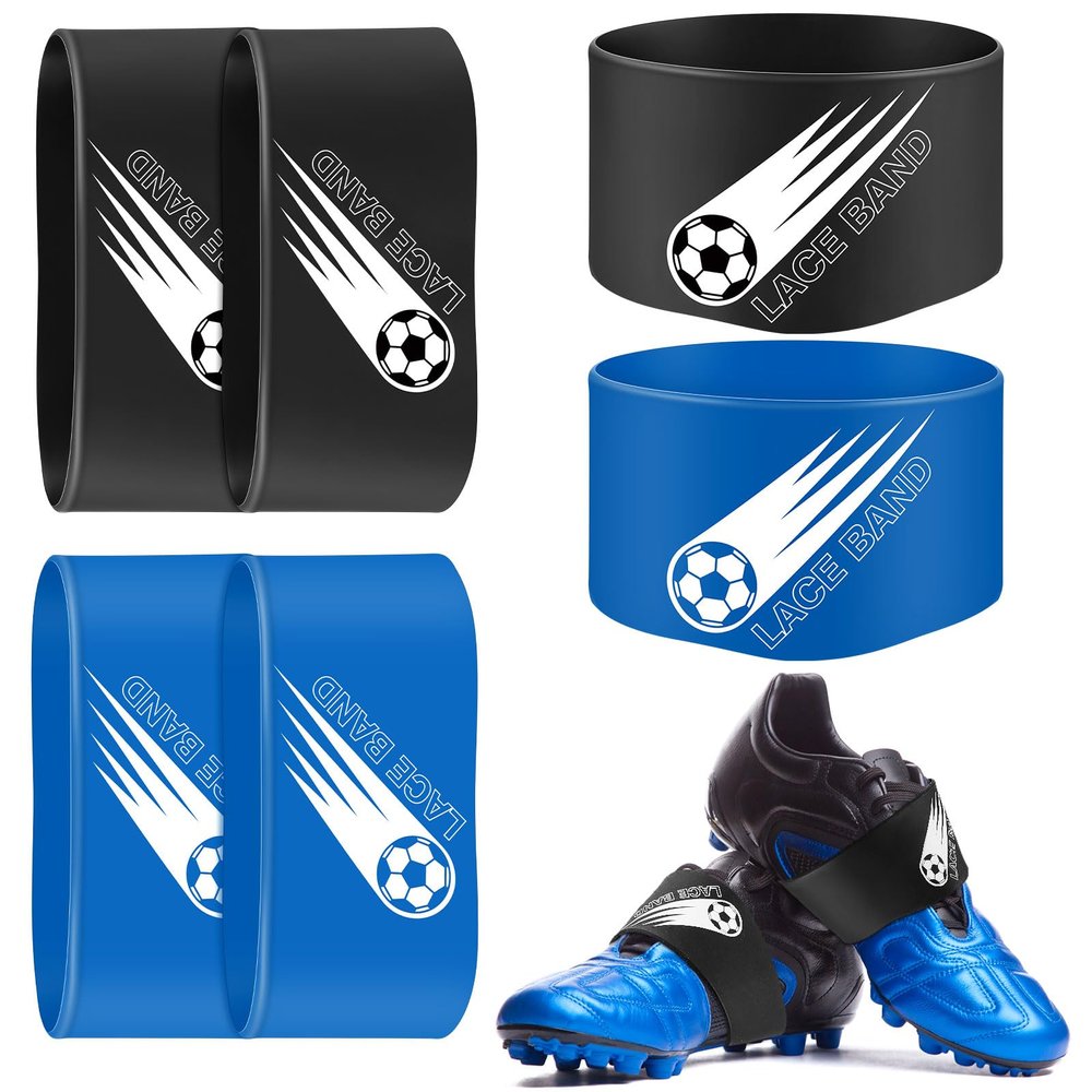Patelai 4 Pcs Soccer Lace Band Cleat Cover Youth Adult, Kids, Blue, Black