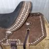 Western Youth Kids Child Adult Barrel Horse Roughout Leather Saddle Suede Seat Buckstitch Design 10" to 18" ME-WLS-289 (15" Seat) view 3