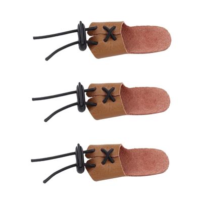 Healeved 3pcs Archery Finger Cover Cowhide Thumb Guard Buckle Finger Protectors for
