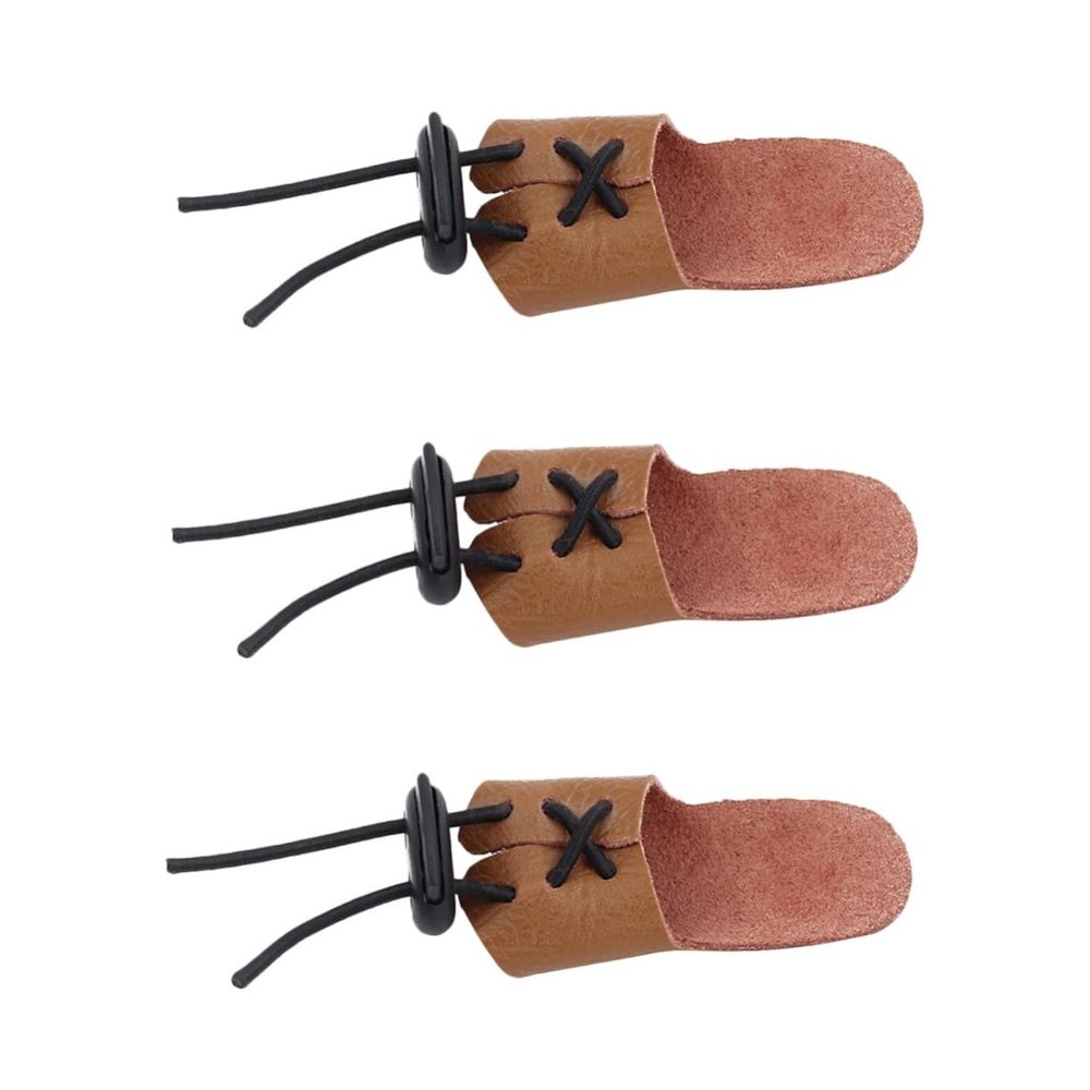 Healeved 3pcs Archery Finger Cover Cowhide Thumb Guard Buckle Finger Protectors for