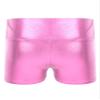 CHICTRY Kids Girls Metallic Shiny Stretch High Waisted Athletic Booty Dance Shorts Pink 10.-12 view 2