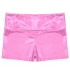 CHICTRY Kids Girls Metallic Shiny Stretch High Waisted Athletic Booty Dance Shorts Pink 10.-12 view 3