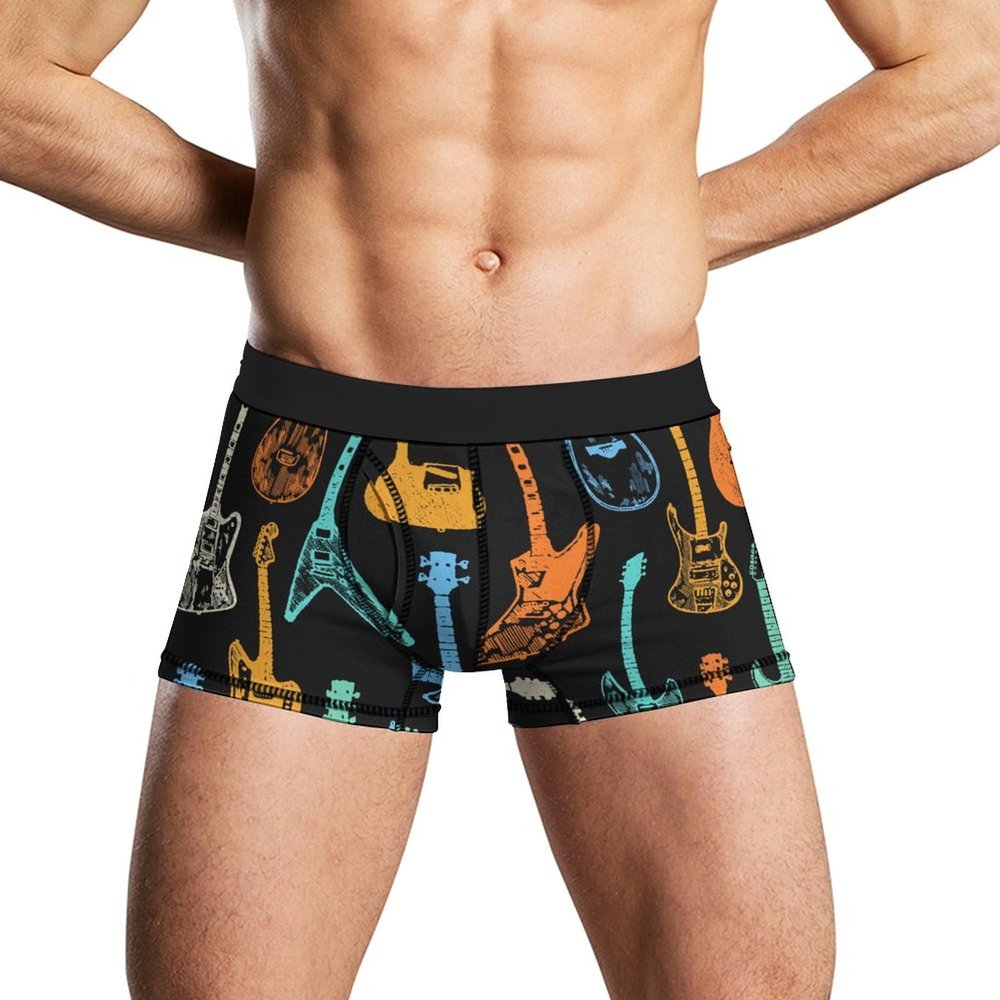 Colorful Guitars Funny Mens Boxer Briefs Soft Underwear Printed Underpants Trunks Shorts