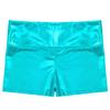 CHICTRY Kids Girls Metallic Shiny Stretch High Waisted Athletic Booty Dance Shorts Blue Green 5-6 view 3