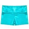 CHICTRY Kids Girls Metallic Shiny Stretch High Waisted Athletic Booty Dance Shorts Blue Green 5-6 view 4