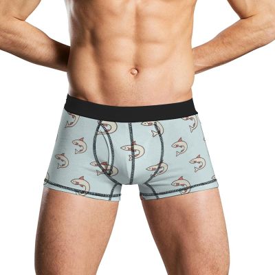 Cute Salmon Fish Funny Mens Boxer Briefs Soft Underwear Printed Underpants Trunks Shorts