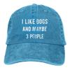 I Like Dogs and Maybe 3 People Unisex Adult Cowboy Hat Full Cotton Curved Brim Baseball Cap Blue view 1
