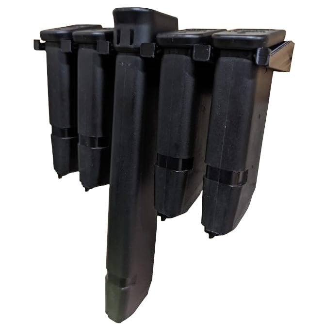 Hammy3DPrints Mount for Glock 9mm/357/40 Mags - Wall | Magazine Holder Storage Rack (4 Mag, Black)