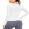 MathCat Seamless Workout Shirts for Women, Long Sleeve Workout Tops for Women, Yoga Sports Athletic Gym Tops White view 3