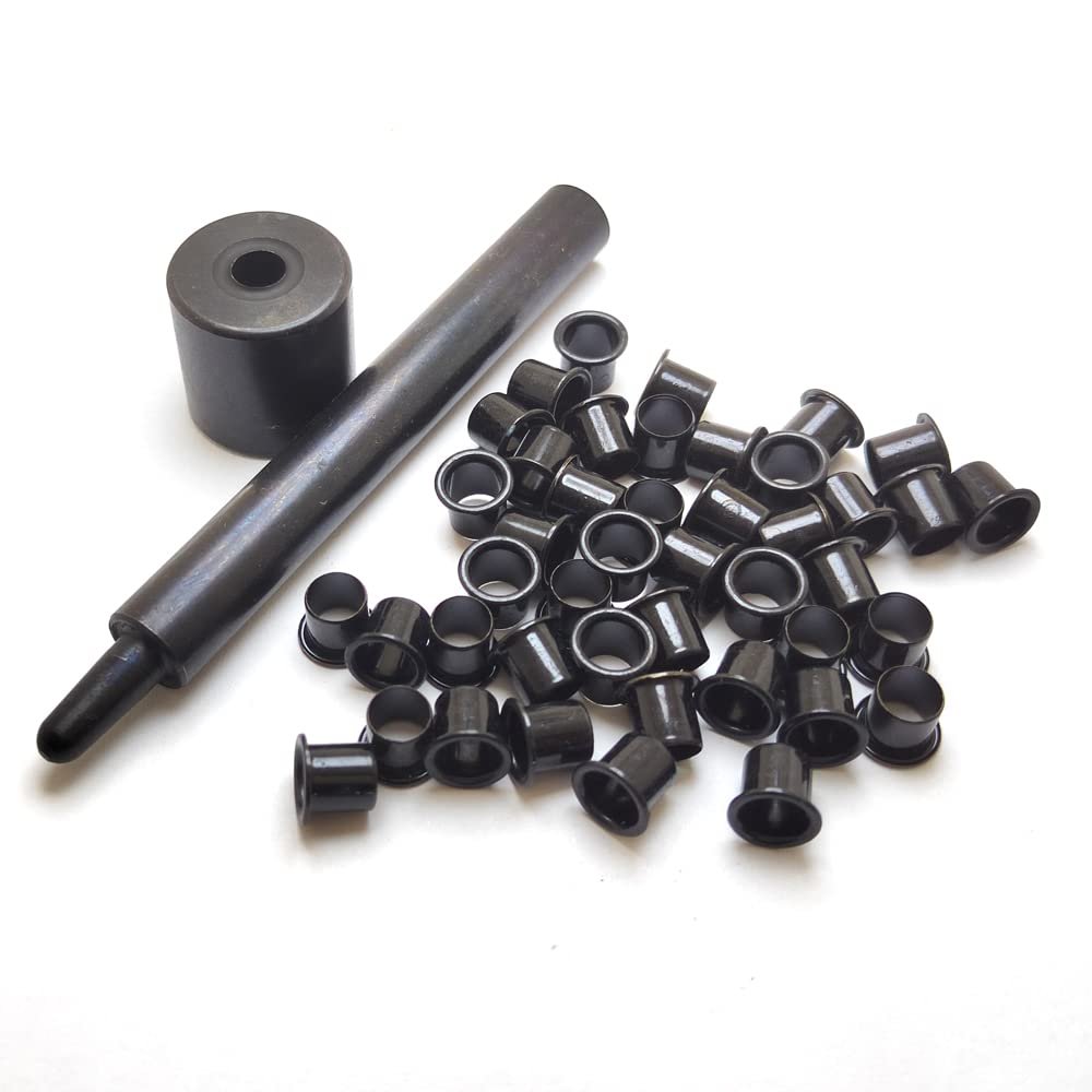1 Tools with 100pcs #8-9-8.4mm (.294 Length Under Flange x 1/4" Outside Diameter) Brass Black Eyelets Rivets for 0.08" Kydex Holster