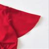 Womens Summer Tops Sexy Casual T Shirts for Women Solid Surplice Front Belted Peplum Blouse (Color : Red, Size : Large) view 3