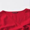 Womens Summer Tops Sexy Casual T Shirts for Women Solid Surplice Front Belted Peplum Blouse (Color : Red, Size : Large) view 4