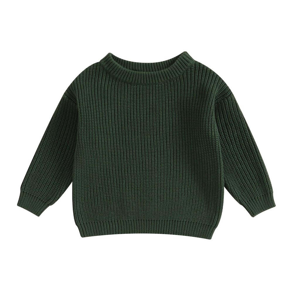 Karwuiio Toddler Baby Girl Boy Knit Sweater Round Neck Long Sleeve Pullover Sweatshirt Fall Winter Clothes (Dark Green, 3-6 Months)