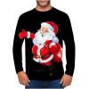 Mens Christmas Graphic Sweatshirts Xmas Santa Snowman Long Sleeve Crewneck T-Shirts Pullover Black view 1
