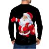 Mens Christmas Graphic Sweatshirts Xmas Santa Snowman Long Sleeve Crewneck T-Shirts Pullover Black view 2