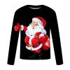 Mens Christmas Graphic Sweatshirts Xmas Santa Snowman Long Sleeve Crewneck T-Shirts Pullover Black view 3