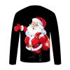 Mens Christmas Graphic Sweatshirts Xmas Santa Snowman Long Sleeve Crewneck T-Shirts Pullover Black view 4
