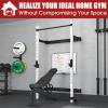Mikolo Wall Mounted Squat Rack, Folding Power Rack with Lat Pulldown & Cable Crossover System, Power Cage with Pulley System and Training Attachments for Home Gym, Weight Capacity 1450LBS(White) view 3