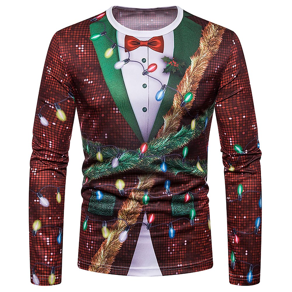 Men's Funny Christmas Graphic Long Sleeve T Shirts Ugly Sweatshirts Personalized Unisex Graphic Tees Couple Shirts