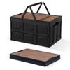 2 PCS Collapsible Storage Bins Box with Lids and Handle, 30L 8Gal Portable Storage Crate Containers Totes, Instacrate Stackable Foldable Camping Basket Supplies for Fishing Car RV, Office (Black) view 1