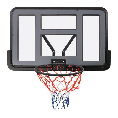 MhdunueSK Basketball Backboard and Rim with Double Spring Screw Design,Black and Clear Basketball Wall Mount for 7# and Below Basketball,17.72In Rim Diameter,Backboard Size 44 * 30In