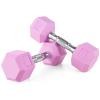 Portzon Weights Dumbbells Pink Colors Compatible with Set of 2 Neoprene/Rubber Dumbbells,1-15 LB, Anti-Slip, Anti-roll, Hex Shape view 1