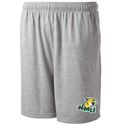 J2 Sport Northern Michigan University Shorts with Pocket, NCAA Cotton Collegiate Jersey Short, Grey