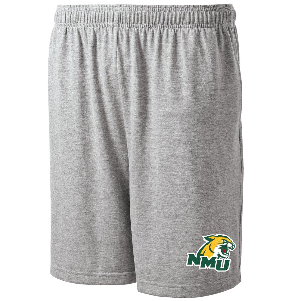J2 Sport Northern Michigan University Shorts with Pocket, NCAA Cotton Collegiate Jersey Short, Grey