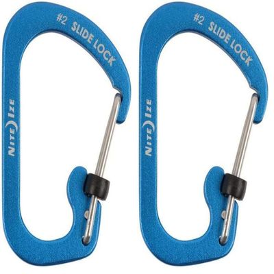 Nite Ize CSLA2-03-R6 SlideLock Carabiner, Size #2, Blue (Pack of 2)