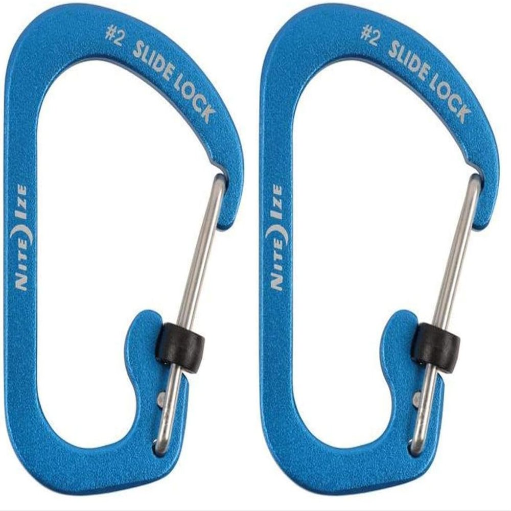 Nite Ize CSLA2-03-R6 SlideLock Carabiner, Size #2, Blue (Pack of 2)