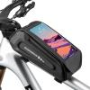 ROCKBROS Bike Bag Phone Mount Bag Bicycle Accessories Pouch, EVA Waterproof Bike Phone Holder Top Tube Front Frame Bag Handlebar Bags Compatible Phones Under 6.8 view 1