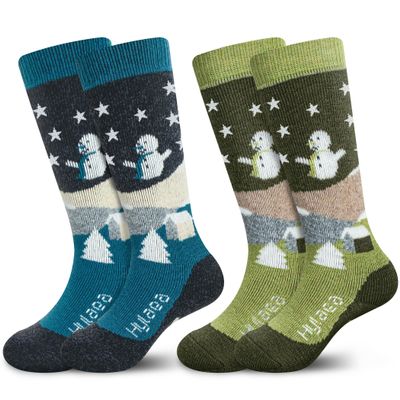 Hylaea Kids Knee-High Merino Wool Thermal Socks for Ski & Snowboard Skating