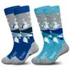 Hylaea Merino Wool Ski Socks Kids, Knee-high Warm Thermal Snowboard Skating Socks for Toddler Boys and Girls Grey Blue XX-Small view 1