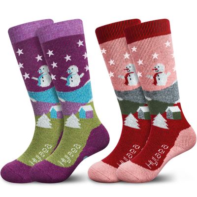 Hylaea Kids Knee-High Merino Wool Thermal Socks for Ski & Snowboard Skating