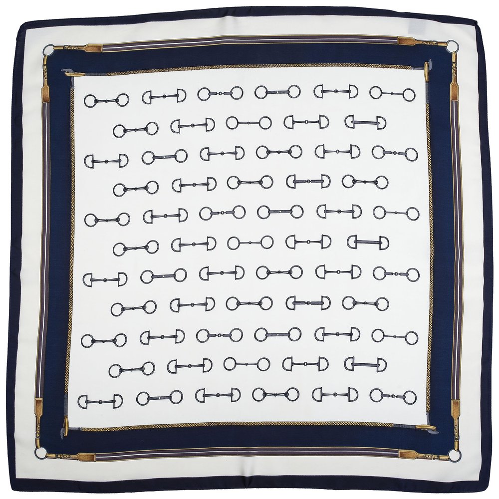 AWST Int'l Satin Snaffle Bit Scarf- Navy- 28" x 28"