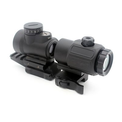 Tactical 3XG43 Magnifier Scope and Mini Red Dot Holographic Sight Optic Scope with Riser Mount Combo,Black