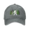 Sasquatch Bigfoot Trees Forest Baseball Cap, Funny Adjustable Washed Cotton Trucker Hats, Dad Hat for Men Father Daddy Papa Gray view 2