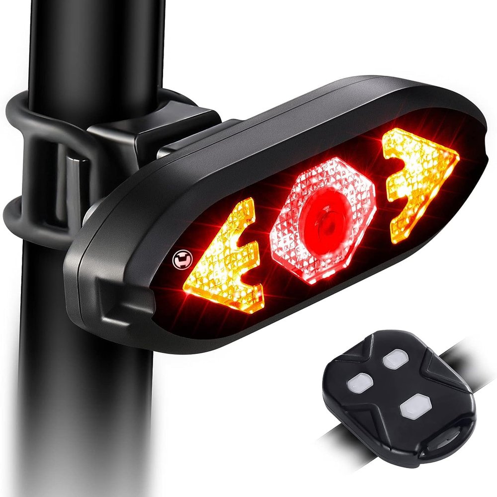 Bike Tail Light with Directional Light Wireless Remote Control Waterproof Bicycle Rear Light