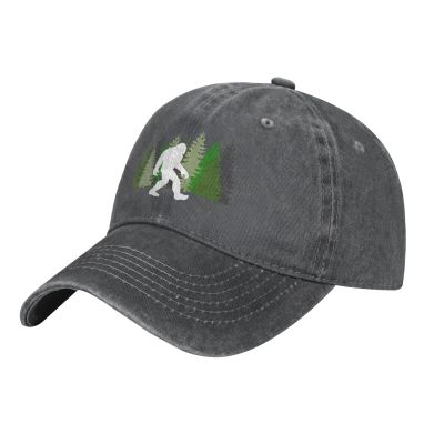 Sasquatch Bigfoot Trees Forest Baseball Cap, Funny Adjustable Washed Cotton Trucker Hats, Dad Hat for Men Father Daddy Papa Deep Heather