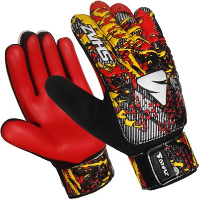 Shaz Soccer Goalkeeper Gloves for Kids Boys Children Youth,Funky Football Goalie Gloves Anti Slip 4mm Latex Palm with Strong Grip & Double Wrist Protection (Size 3 Suitable for 5-6 Years, Red)