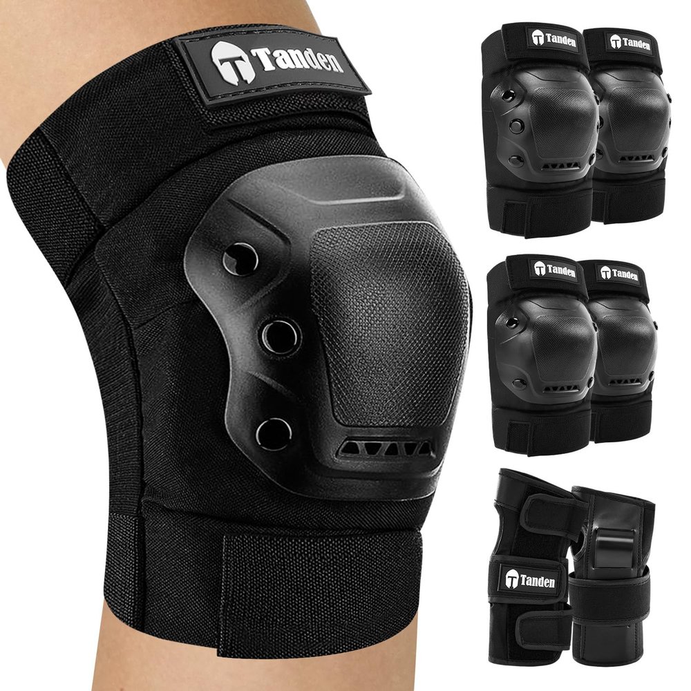 Tanden Skateboard Protective Gear Youth Knee Pads and Elbow Pads Set, Elbow and Knee Pads for Roller Skating Wrist Guards Skateboarding Pads