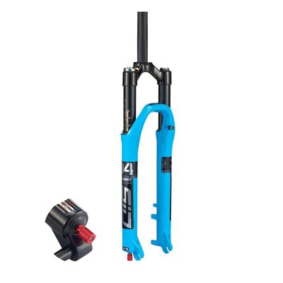 Front Forks for Mountain Bike 29inch, Straight Tapered Tube Rebound Adjust Suspension Fork Manual Lockout (Color : Blue, Size : 26/27.5_Straight)