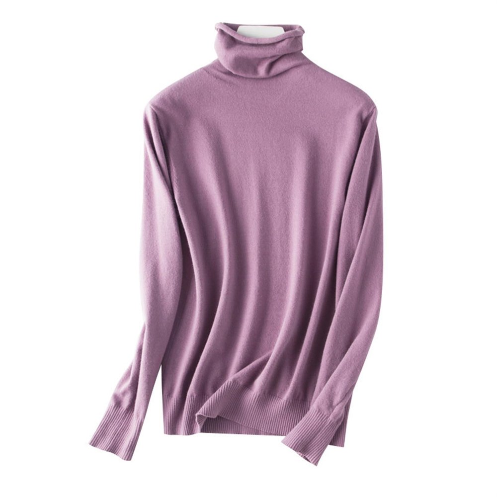 Autumn Winter Sweater Turtleneck Slim Fit Basic Pullovers Knit Tops Priming Womens Sweater Stretch Jumpers (Color : Light Purple, Size : L (55-63) kg)