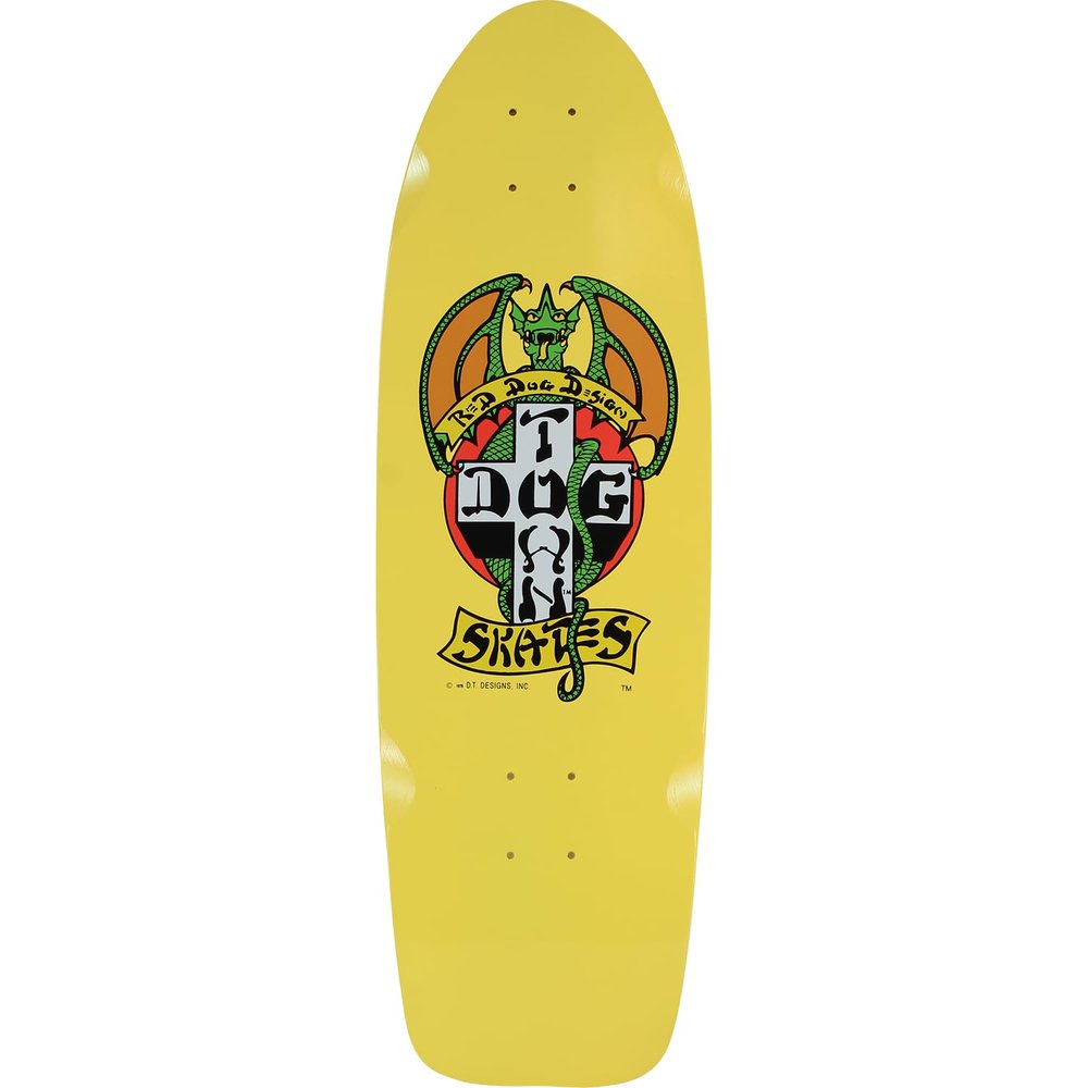 Dogtown Red Dog 70s Classic Skateboard Deck -9x30 Yellow Dip - Assembled AS Complete Skateboards