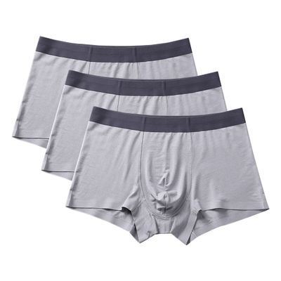 SWJGLITTR Men's Mid-Waist Ice Silk Underpants Breathable Seamless Boxer Briefs Deodorizing Underwear (Gray 3pc,4X-Large)
