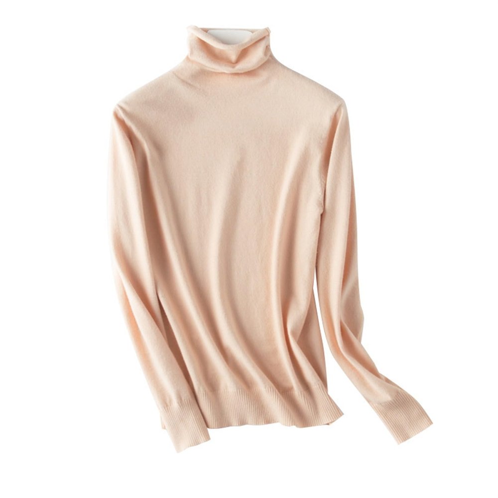 Autumn Winter Sweater Turtleneck Slim Fit Basic Pullovers Knit Tops Priming Womens Sweater Stretch Jumpers (Color : Apricot, Size : XL (63-70) kg)